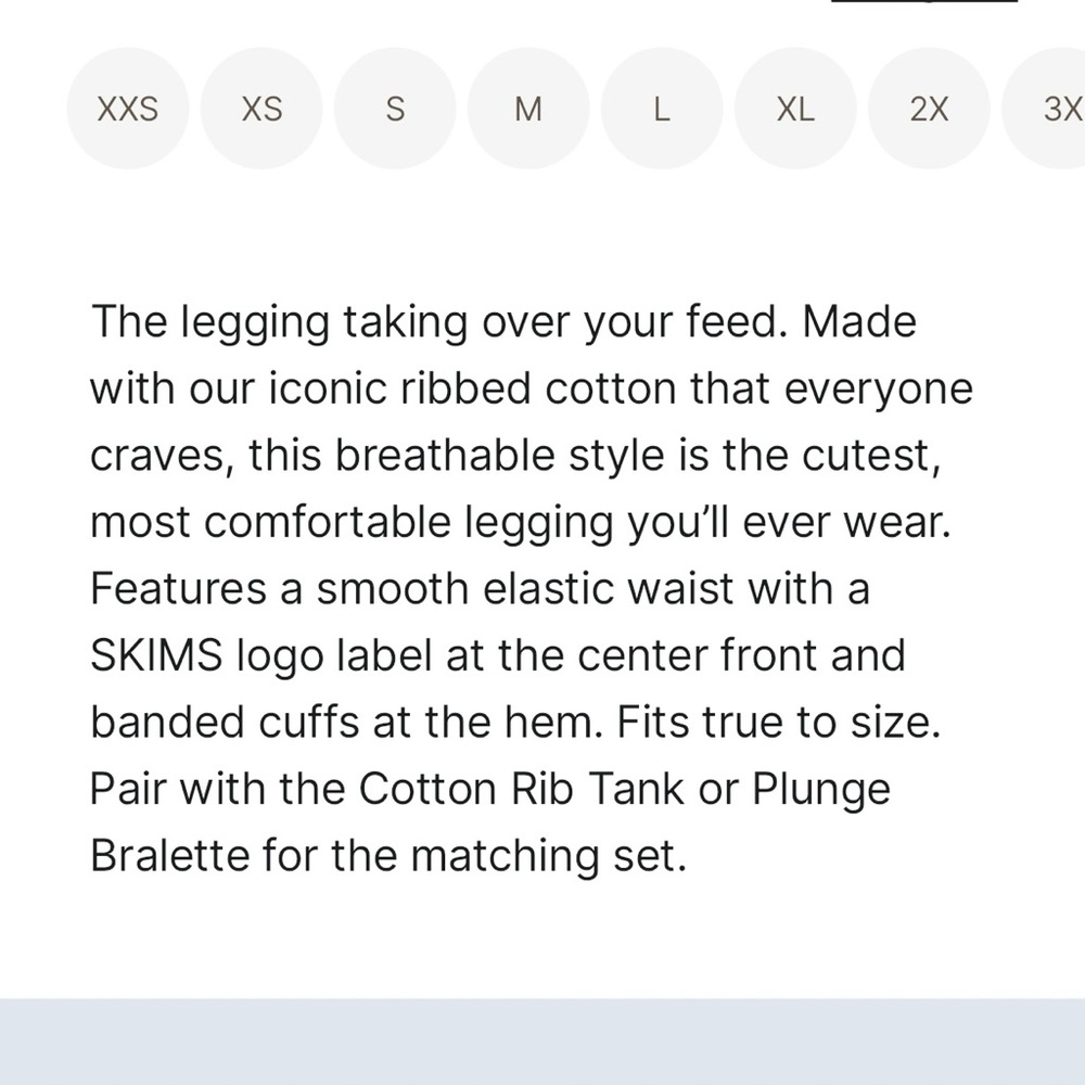 Skims Cotton Rib Legging. Size XXS. - Picture 10 of 10